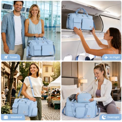 Image of FIORETTO Women's Gym Duffle Bag with Shoes Compartment, 30L Capacity, Ideal for Travel, Gym, Sports, Duffel, Weekender