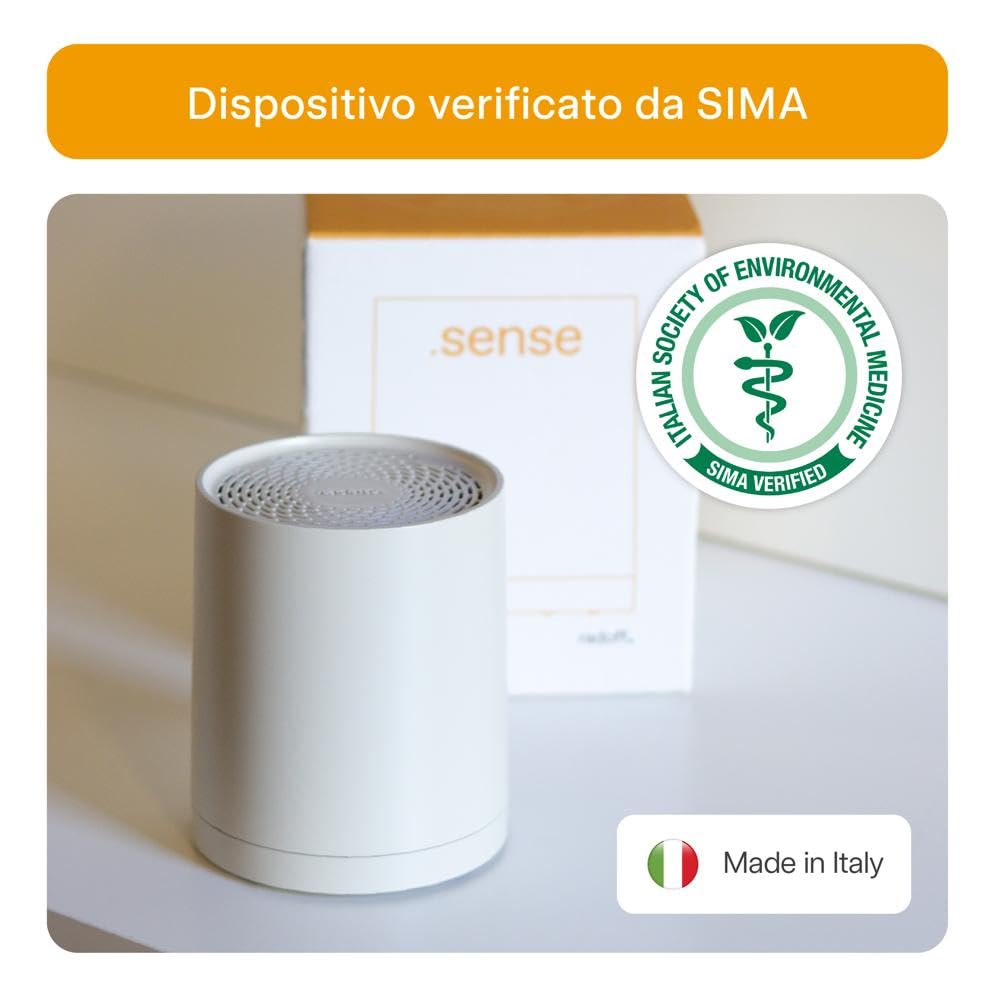 Radoff Sense- Air Quality Monitor, Misuratore Radon e Umidità Ambiente con Rilevatore CO2 COV PM, Sensore Temperatura Wifi e Pressione Atmosferica, Compatibile con Alexa, Integrazione Completa a Breve
