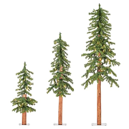 Vickerman-2-3-4-Natural-Alpine-Artificial-Christmas-Tree-Set-Warm-White-LED-Lights-Christmas-Tree-Set Vickerman 2 3 4 Natural Alpine Artificial Christmas Tree Set Warm White LED Lights Christmas Tree Set