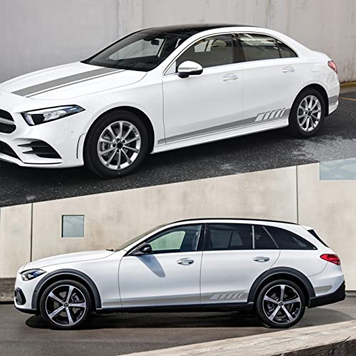 Qianbao Car Side Sticker Rear View Mirror Stickers Auto Hood Sticker Body Racing Sports Decals Set Stripe Graphics Body Sports Decoration Decals 5Pcs Gray #TOP6