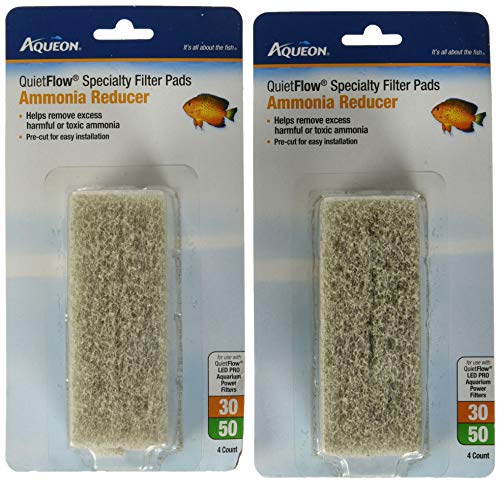 Aqueon Quiet Flow 30/50 Ammonia Reducing Specialty Filter Pads - Pack of 2 - 8 Pads Total Aqueon Quiet Flow 30/50 Ammonia Reducing Specialty Filter Pads - Pack of 2 - 8 Pads Total