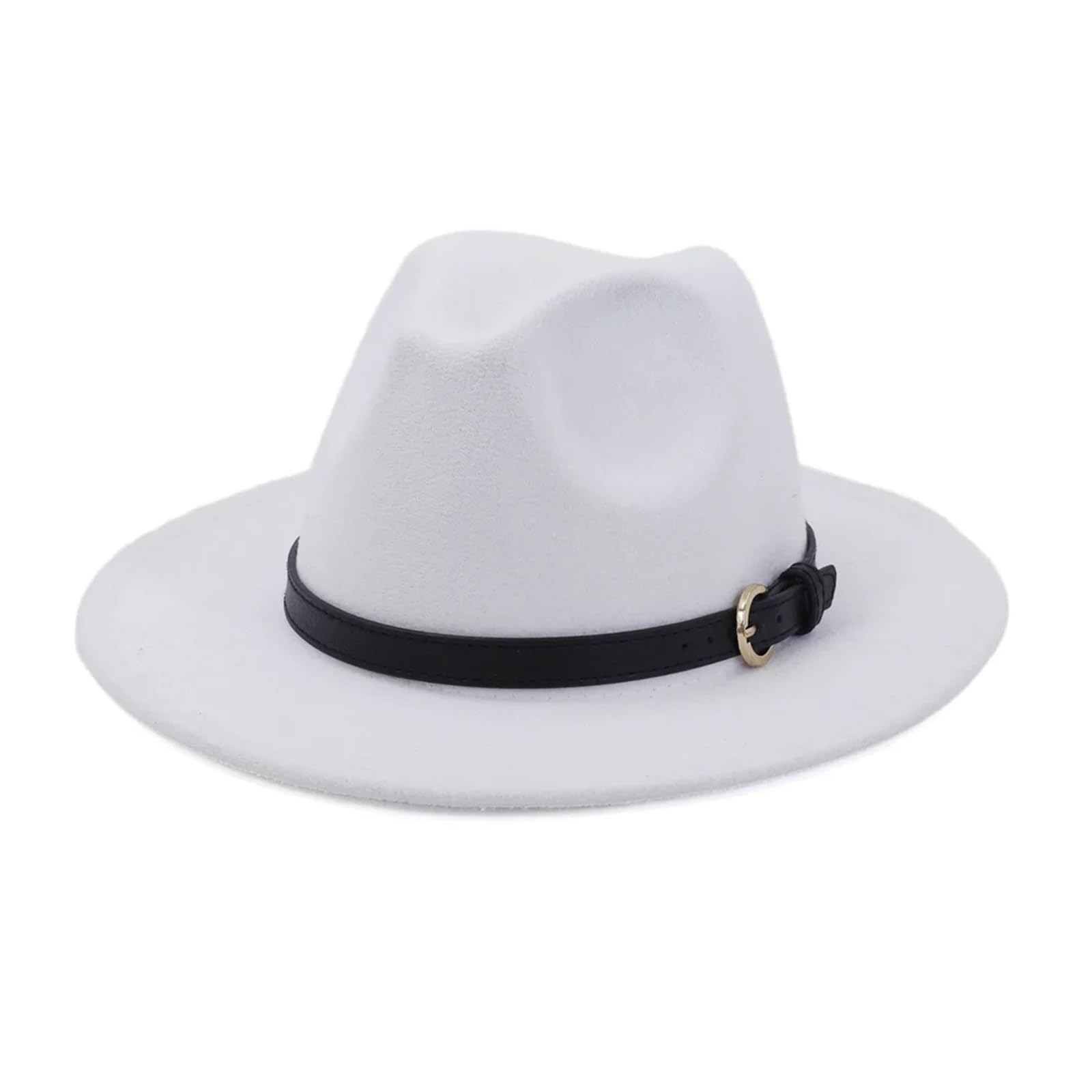 Sombrero Fedora Hombre Otoño Invierno Mujeres Hombres Elegante Sombrero Fedora de Fieltro de Lana Clásico Sólido Verde Blanco Negro Rosa Sombrero