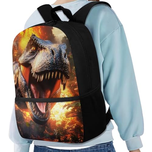 Showudesigns Dinosaur Backpack for Boys 8-12 Elementary School Book Bag Flame School Bags Middle High Back Packs with Shoulder Straps 17inch Children Daypack Large Capacity Satchel4