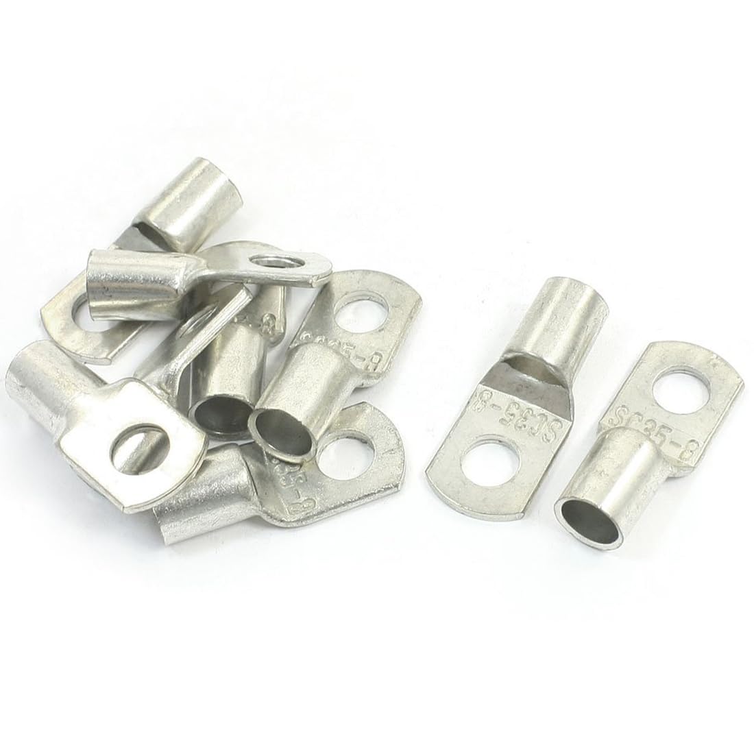 TOP-VIGOR 9Pcs 2 AWG Copper Wire Lug SC35-8, Crimp Ring Terminals Cable Lugs Bolt Hole, Battery Cable Ends Eyelets Connectors for Car Boat Auto Electrical Use — image 1