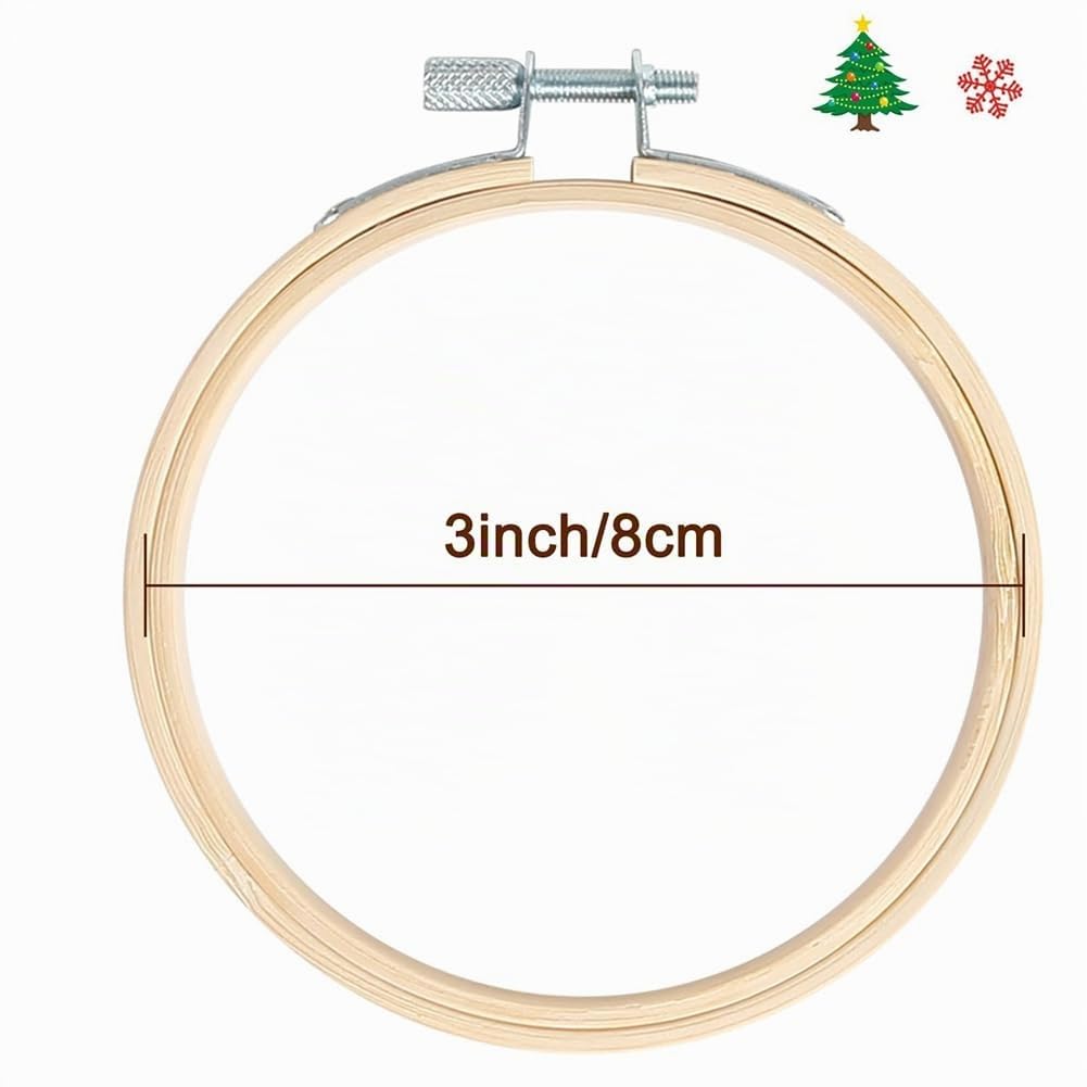 48 Pezzi Telaio da Ricamo da 3 Pollici Mini Telaio da Ricamo Cerchio Rotondo nel bambù per Ricamo Artigianale DIY, Cucito e 8 Cm