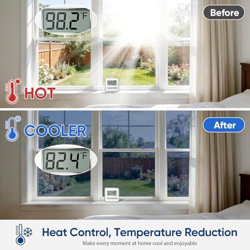 Image of SUNBABY Window Tint for Home, One Way Privacy Film Heat & UV Blocking, Static Cling No Glue Renter Friendly Cover for Home Bedroom, Office & Sliding Glass Door, 23.6 x 78.7 Inch with 3 Tools, Blue