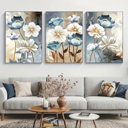 Décoration intérieure de salon avec affiches florales abstraites