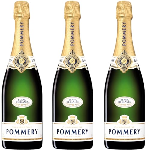 Pommery Blanc de Blancs Brut Champagne – Gran Reserva Chardonnay 100% – Espumoso Francés Premium – Elegancia y Frescura - Pack de 3 Botellas 75cl