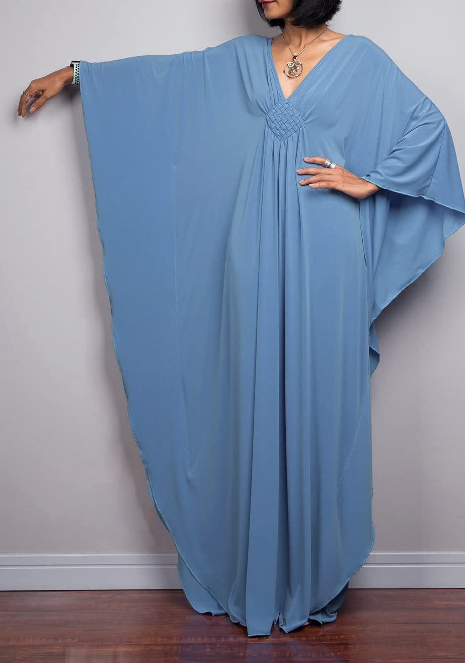 JFAN Caftan Vestido de Playa Mujer Largo Kaftan Vestidos Scollo a V Talla Grande Kimono de Verano Maxi Pareo para Mujer