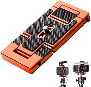 K&F Concept Smartphone Tripod Mount, Aluminum Alloy Quick Release Plate with 1/4 Inch Screw for Camera, Mobile Phone (Orange)