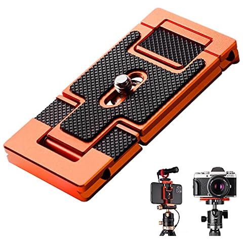 K&F Concept Smartphone Tripod Mount, Aluminum Alloy Quick Release Plate with 1/4 Inch Screw for Camera, Mobile Phone (Orange) Cover