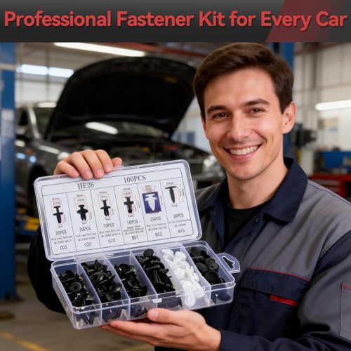 Image of 100Pcs Auto Body Panel Fasteners & Push Pin Rivets - 6 Sizes Bumper Fender Flare Retainer Clips. Plastic Expansion Screws Replacement for GM Ford Toyota Honda (100Pcs)