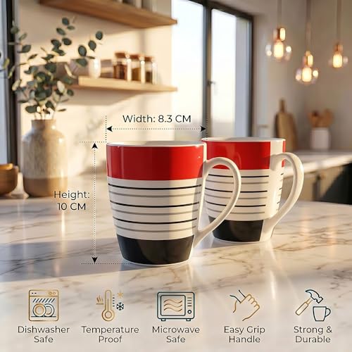 Image of UPC Premium Bone China Coffee Mug Set of 2 | Elegant Ceramic Tea & Coffee Cups for Home, Office & Cafe | Lightweight, Durable, Microwave & Dishwasher Safe Mug Set | Luxury Drinkware Collection