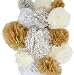 VIDAL CRAFTS 20 Pieces Tissue Paper Pom Poms Kit (14", 10", 8", 6" Paper Flowers) for Wedding, Birthday, Gender Neutral Baby Shower, Playroom or Nursery Decoration (champagne, ivory, white, polka dot)