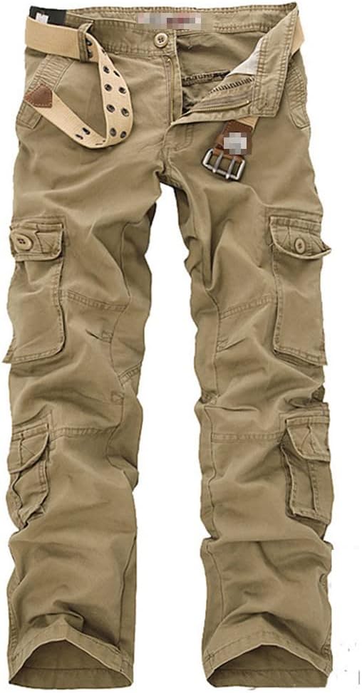 Men Military Cargo Pants, Multi-Pockets Baggy Cotton Pants, Male Casual Army Tactical Overall Trousers No Belts