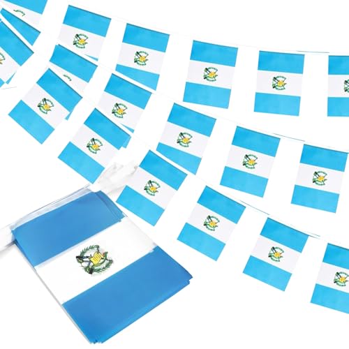 Image of Guatemala Flags Guatemalan String Flag Banners for Patriotic Events Independence Day Sports Bars Inside Outside Decorations 33 Feet 30 Flags