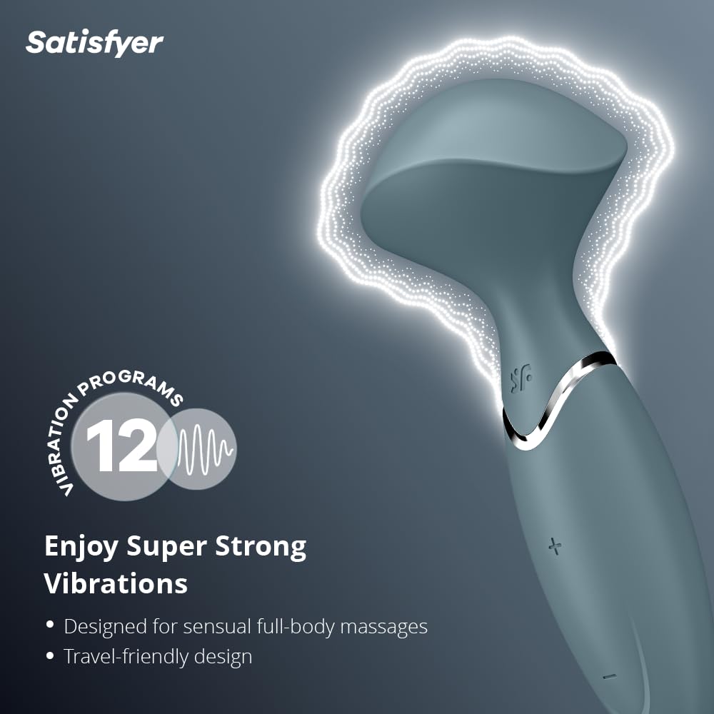 Satisfyer Mini Wand-er Massager Vibratore | 12 Programmi di Vibrazione | Impermeabile (IPX7) | Silicone medicale | Sex Toys per Massaggi erotici | Sex Toy per Donne | Grigio