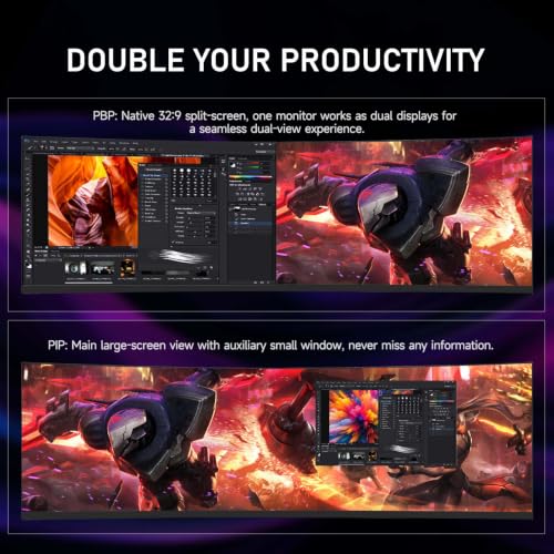 Image of Gawfolk 49 inch Ultra-Wide Curved Gaming 240Hz Monitor, DQHD PC Screen