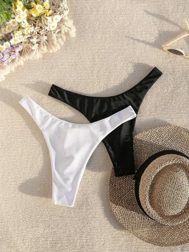 YELAIVP Women's Ruched Back Bikini Bottoms High Cut Bathing Suit Bottoms Cheeky Thong Swimsuit Bottom3