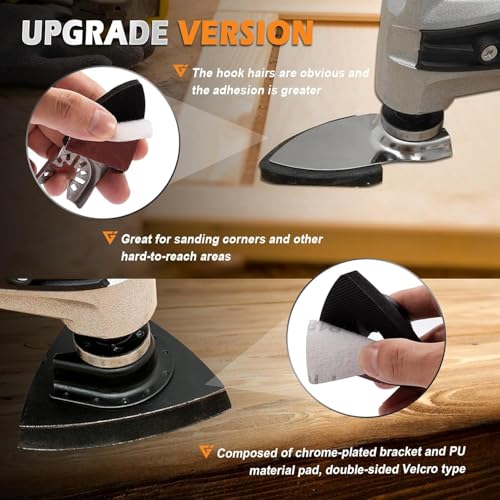 Image of 156Pcs Oscillating Tool Sanding Pads Kit, 3Pcs Triangle Sanding Pads and 3Pcs Finger Sanding Pad, 150Pcs Multitool Sandpaper Set, Grit Fit for Finishing Wood Sanding