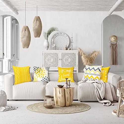 Kunoli Yellow Cushion Covers Set of 4, Outdoor Sofa Cushions Covers 18x18 inch - Image 2