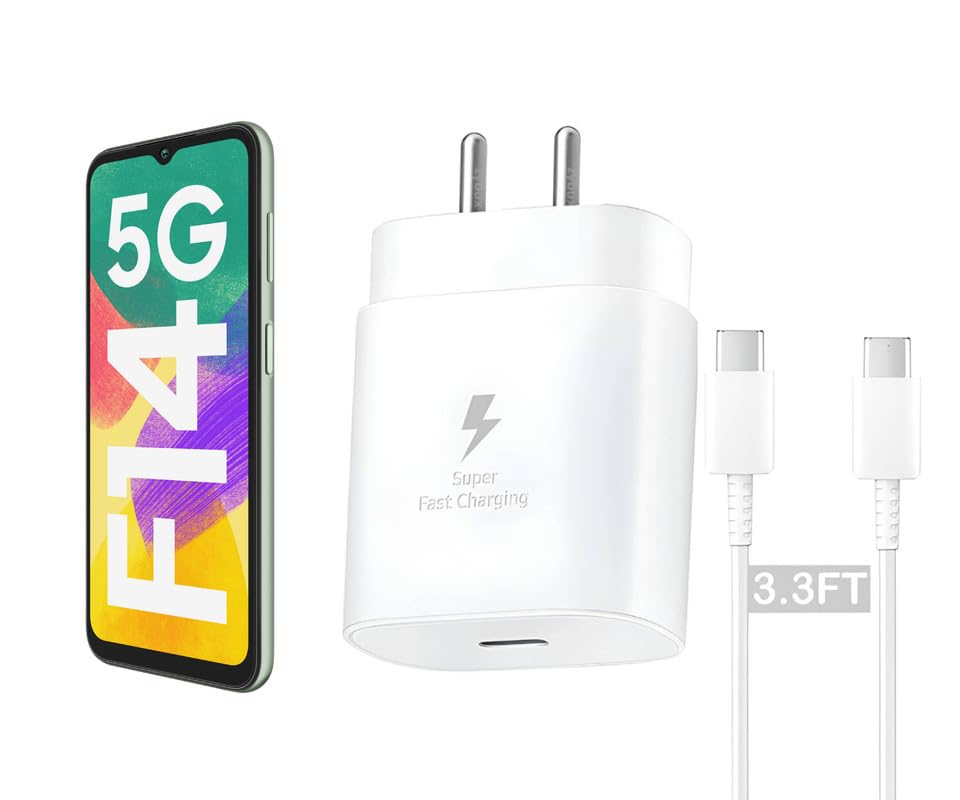 Image of 25W Type C Charger for Samsung Galaxy F14 5G | USB C to C Port Super Fast Charging Adapter for Galaxy Tab S9 Ultra /S9 Fe /S9 plus /S9 /A9 /A9 Plus /S8, 25 w Quick Mobile Phone Adaptor USB-C Device, White