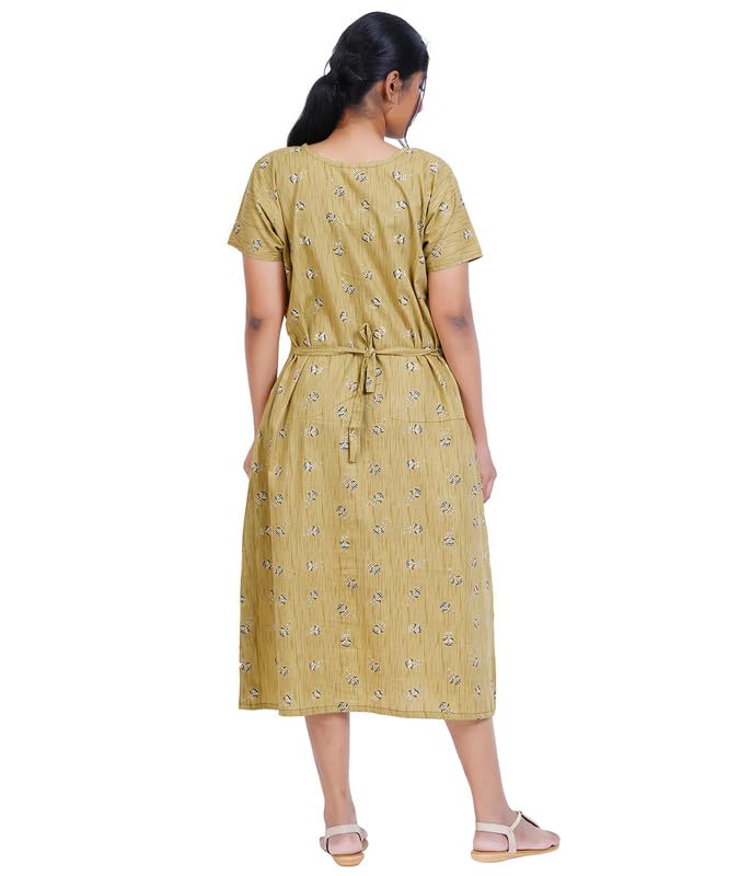 Image of MENMAII Women's [L-4XL] Full Open /Front Buttoned [a Kind of Adaptive Clothing] Multipurpose Nighty for Maternity /Pregnancy /Elderly /Patient /Feeding /Hospital Purpose Nighty Calf Length