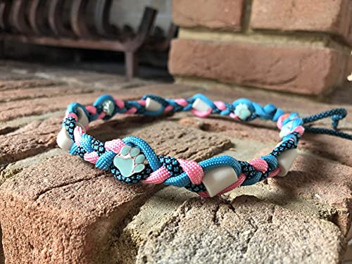 EM Keramik Halsband für Hunde, mit/ohne Name, 60 ver. Farben, Flechten, 100.000 Varianten, Pfötchen, Anker Beads, PetsGlamour