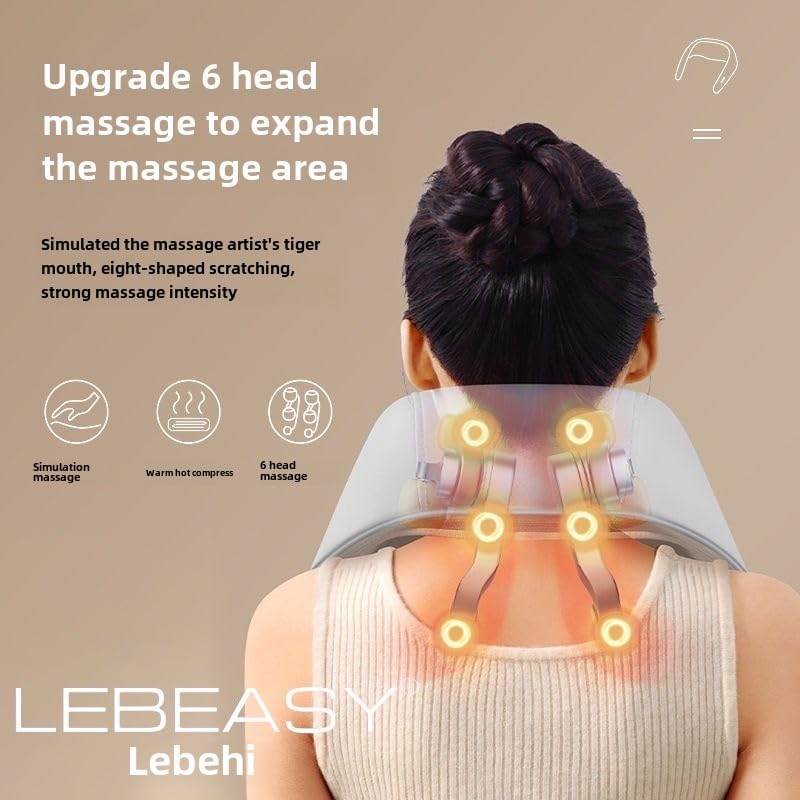 Miniatura 2 de Masajeador de trapecio para alivio del dolor de cuello, hombros y espalda, almohadilla térmica 3D con 2 modos de masaje, correa ajustable para uso