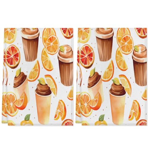 QsirBC Food Classic Texture Kitchen Towels Set of 2 Hand Towels Dish Towels Reusable Decorative Towel Sets for Cooking Baking, 28.3 X 17.7 Inch