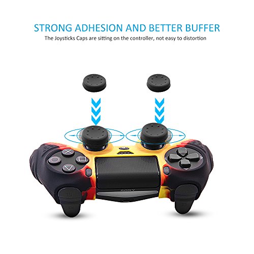 Custodia-in-Pelle-per-Controller-PS4-CHINFAI-con-8-Prese-per-Il-Pollice-Custodia-Protettiva-in-Silicone-per-Impugnatura-in-Silicone-Antiscivolo-per-Controller-Sony-PS4-SlimPRO-Camouflage-Rosso