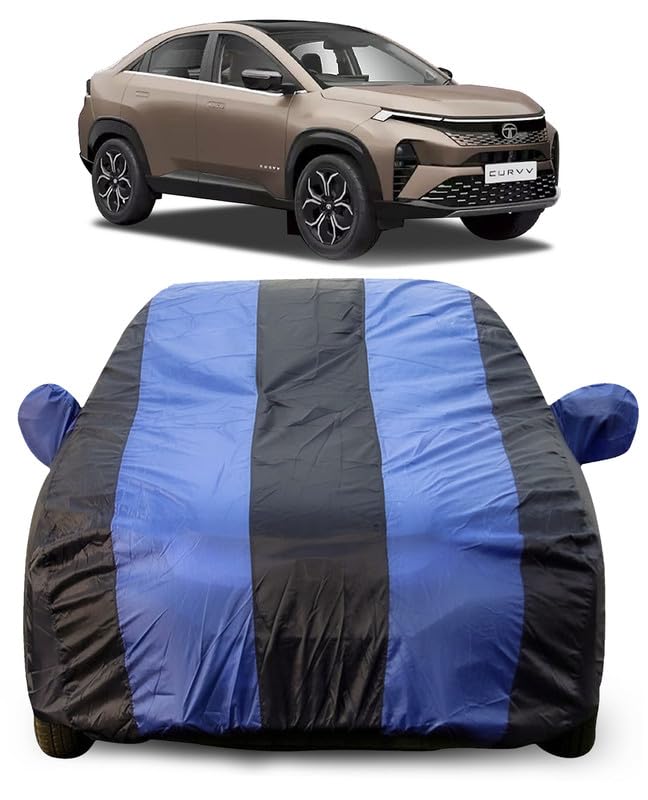 Image of Car Body Cover for Tata Curvv | Triple-Stitched, Windproof with Buckle Belt, Elastic Hem, UV Protection, Scratchproof & Dustproof, Soft Feather-Like Fabric for All-Weather Protection (Royal Blue)