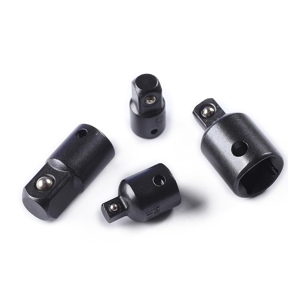 Kit adattatore per riduttore a cricchetto quadrato, 4 pezzi, 1/2 a 3/8, 3/8 a 1/4 (nero)