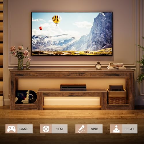Image of Tribesigns 63-Inch TV Stand for 55 /60 /65 /75-Inch TVs, Farmhouse Entertainment Center with Open Storage Shelves, Wood Television Console for Living Room, Bedroom