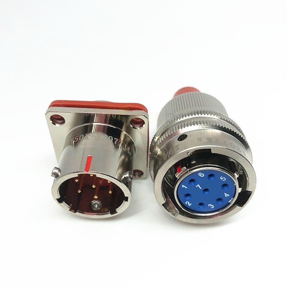 Conectores Circulares eléctricos Y50X-1207TK2, Conector Hembra y Conector Macho Y50X-1207ZJ10, Cable de Acoplamiento de Bayoneta Recto de 7 Pines.