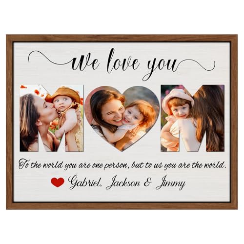 Ship Next Day Personalized Mothers Day Gifts for Mom from Daughter Son, Custom Canvas Picture Framed Wall Art for Mom, Customized Photo Gifts for Mother MAMA Wife Women 10'x 8'