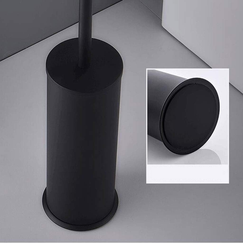 Cepillo de Inodoro y Asiento de Inodoro, Mango de Acero Inoxidable, Juego de cepillos de baño, Cepillo de Inodoro Completamente Cerrado, Accesorios de baño (Negro)