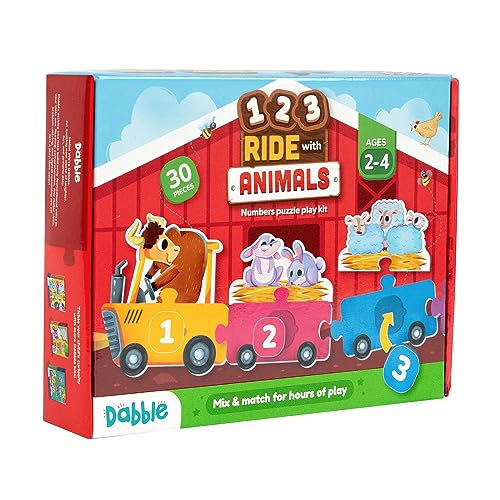 Image of Farmyard Math Magic! 123 Ride with Animals: Three-way Puzzle Magic! Count & Identify Numbers by Assembling Wagons, Loading Animals & more | Puzzles for Learners | Birthday Gifts for Kids By LoveDabble