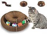 2pcs Magic Organ Cat Scratching Board with 4 Cat Ball Toys Foldable Cat Scratcher for Grinding Claw,