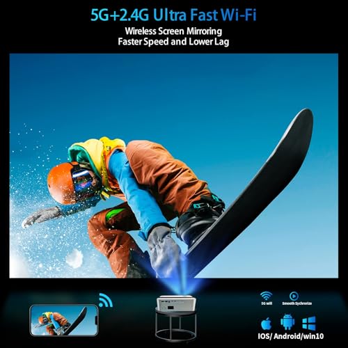 JIFAR Projector 4K with 5G WiFi & Bluetooth,1100ANSI Outdoor Projector with 450\" Display,Movie Projector Support 4K,Dolby Audio,Zoom,Keystone,20W Speaker,4K Home Projector for TV Stick,iOS,Android,PS5 - Thumbnail 5