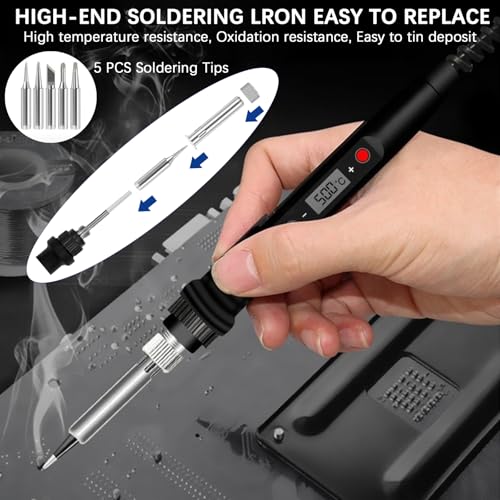 Soldering Iron Heat Set Insert Tool, 80W 110V LCD Digital Soldering Welding Iron Kit with Iron Tips and Heat Set Insert Tips, 16-in-1 Adjustable Temperature 180-500℃ Solder Kit, Blue - Image 5