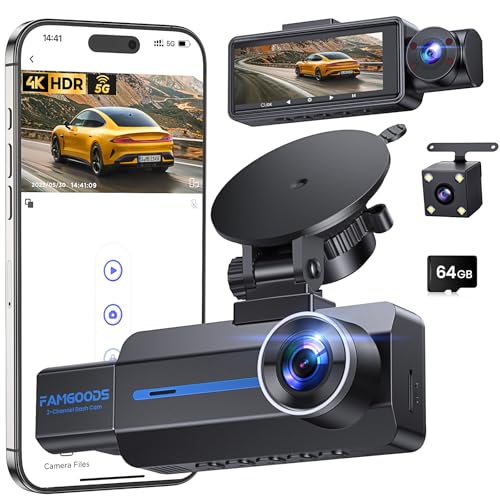 Famgoods Dashcam Frontal 4K, Retro, Interior, Pantalla IPS de 3.16