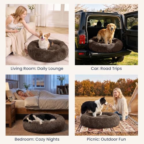 Image of JOLLYVOGUE Washable Dog Beds Large Sized Dog, 36 Inch Donut Large Dog Bed