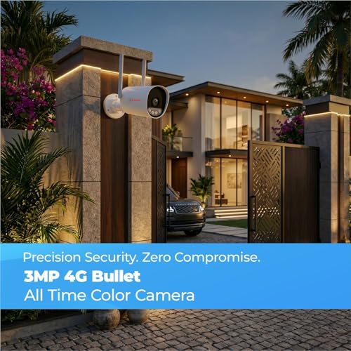 Image of Trueview 3mp 1296p HD All Time Color 4G Sim Based Bullet CCTV Security Camera for Home, Shop, Office, Farm, and Construction Site | IP66 Waterproof Rating | with 9 IR LED