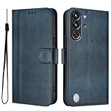 Handyhülle Kompatibel mit ZTE Nubia Red Magic Hülle, Retro PU Leder Tasche Klapphülle mit Magnet Kartenfach Ständer Schutzhülle für ZTE Nubia Red Magic Flip Wallet Hülle, Blau