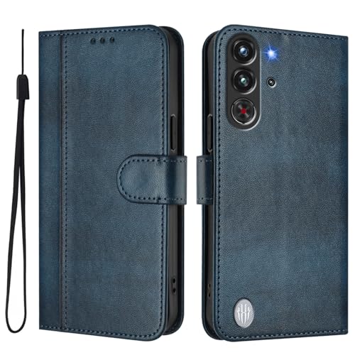 Handyhülle Kompatibel mit ZTE Nubia Red Magic Hülle, Retro PU Leder Tasche Klapphülle mit Magnet Kartenfach Ständer Schutzhülle für ZTE Nubia Red Magic Flip Wallet Hülle, Blau