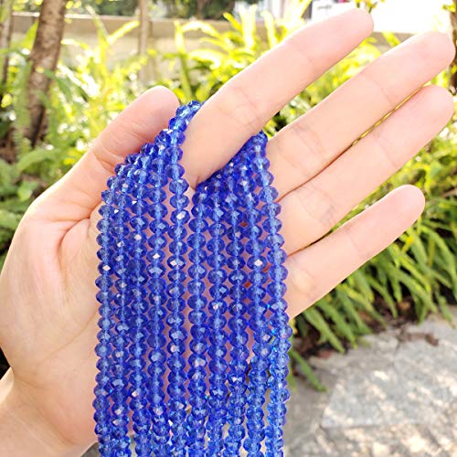 Image of 200pcs Czech Faceted Rondelle Crystal Glass Beads 6mm Bulk Sapphire Blue