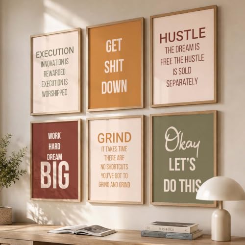 Image of kotart Quote wall Paintings with Frame for Home Decoration - Painting for Living Room Bedroom Office Wall hanging frames - Pack of 6 | Set of 6 Multicolo (13x17 inch, F)