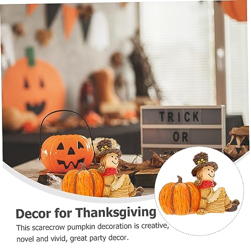 Zerodeko 1pc Pumpkin Scarecrow Thanksgiving Party Decor Thanksgiving Tiered Tray Decor Artificial Pumpkins Decor Halloween Scarecrow Decor Scarecrow Pumpkin Ornaments Resin Thing Autumn
