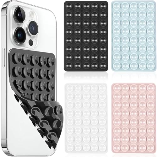 4 Piezas Ventosa Movil Doble Cara, Ventosas para Móvil,Soportes de teléfonos móviles Antideslizantes,para Selfies y Videos,para Todos los Modelos de Teléfonos Móviles(4 Colores)